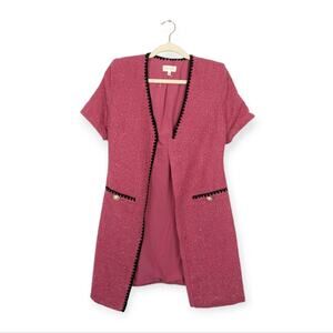 Melloday Pink & Black Tweed Feminine Clueless Overcoat